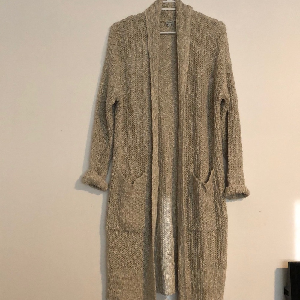 Knee length cardigan sweater